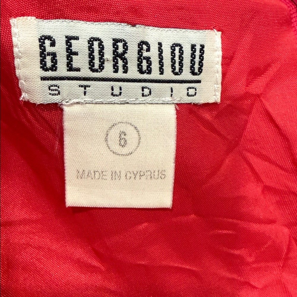 Georgiou Studio Coral/Pink Skirt Suit Set Size 6 Belted Jacket & Sheath Dress - Picture 3 of 3